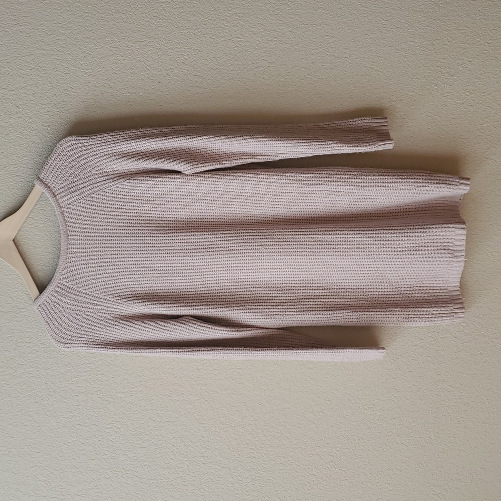 Nordstrom rack Love Tree sexy plunging V back sweater dress neutral taupe beige - Picture 3 of 12